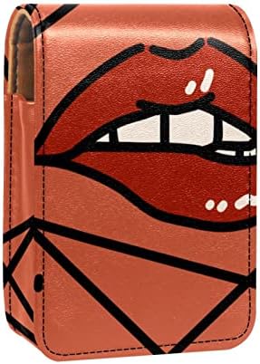 Caixa de batom oryuekan com espelho bolsa de maquiagem portátil fofa bolsa cosmética, padrão geométrico