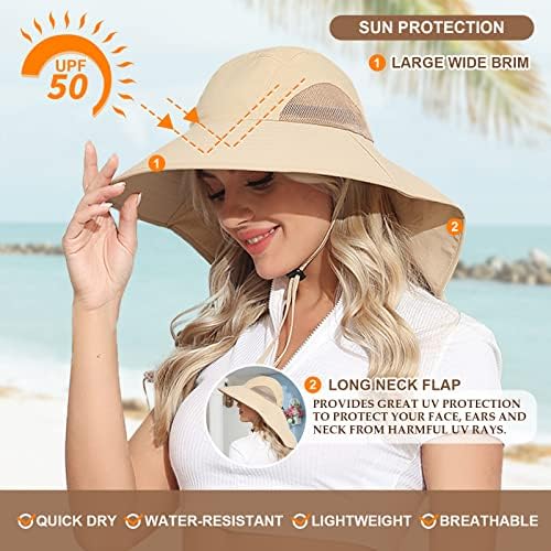 Royal Matrix ao ar livre chapéu com aba do pescoço para mulheres e homens Capéu de pesca UV Proteção
