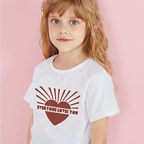 Crianças meninos meninas letra de coração t-shirt t-shirt camiseta curta camiseta de verão tops tops crew pescoço