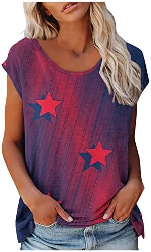 Camisas patrióticas para mulheres soltar ombro de verão Tops 2023 EUA Independence Day Blusa American Bandle T-shirt