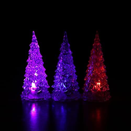 Angueradamente 7pcs Árvore de Natal iluminada LED acrílico Night Light Light Christmas Table Top Trees Christmas