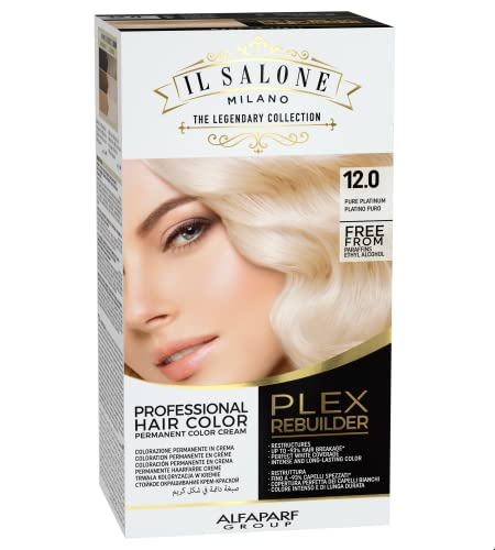 Il Salone Milano Plex Recoxente Creme de cor de cabelo permanente - 12,0 Kit de tinta para cabelo de platina