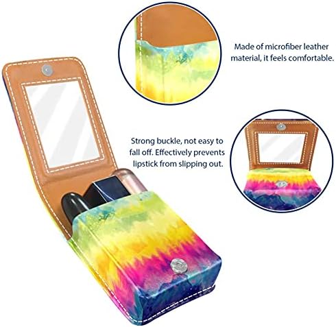 Caixa de batom de maquiagem para arco -íris de fundo tie de tinta de fundo tie de batom portátil Organizador de