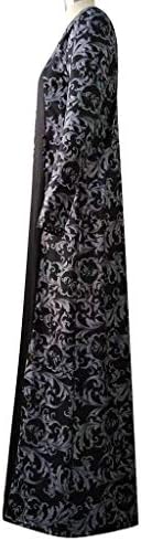 DuBai Floral Long Black Dress Mulheres Islâmicas Maxi Vestido de vestido muçulmano Vestido feminino