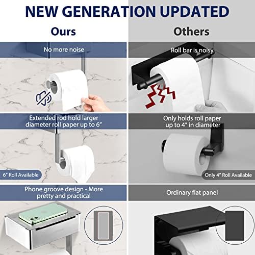 Porta de papel higiênico com prateleira atualizada de até 6 Rolls de diâmetro disponíveis, distribuidor