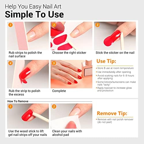 Silpecwee mexte unhas para mulheres colorido de cor vermelha vermelha tiras de esmalte auto adesivo adesivo de unhas