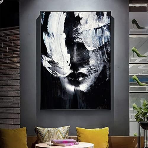 Doubao Art Feminino preto e branco Pintura a óleo artesanal Tela de menina casa sala de estar decoração de