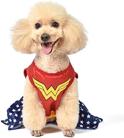 DC Comics Wonder Woman Dog Costume Medium | Melhor traje de Halloween da Mulher Maravilha de DC Comics para cães