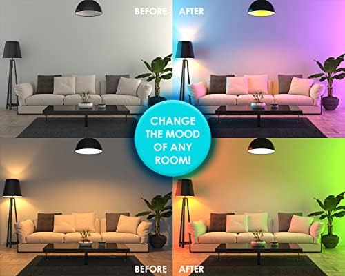 G-Home by Gabba Goods Lâmpadas inteligentes, E26 Alteração de cor Bulbo LED compatível com Alexa e Google