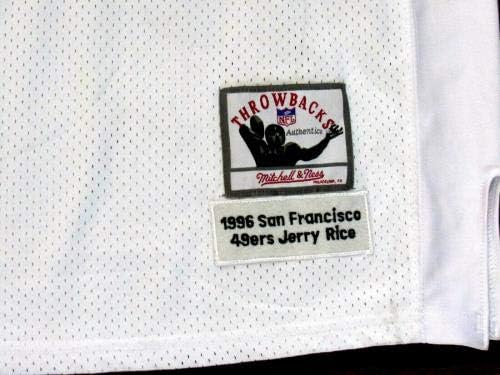 Jerry Rice 80 SF 49ers 1996 assinado Memórias Montadas Auto Mitchell e Ness Jersey - camisas autografadas
