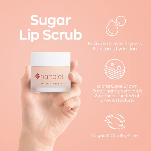 Hanalei Sugar Scrub e tratamento labial no pacote rosa de pêssego | Feito com açúcar de cana cru e óleo de nozes