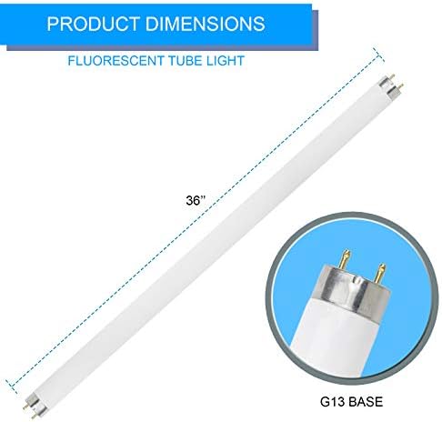 Dysmio F25T8 Lâmpada de tubo de 36 polegadas de 25 watts, 3000K, 2300 lúmen G13 Base média pina T8 lâmpada fluorescente,