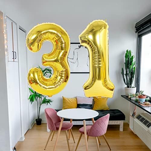 Qweqwe ouro número 31 balões 40 número de papel alumínio balão 31º aniversário balões dígito 31 hélio grandes