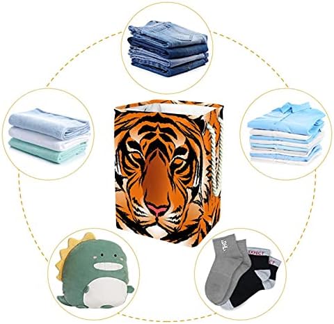 Inomer Tiger Stripe Animal Lavanderia grande cesto de roupas prejudiciais à prova d'água cesta de roupas