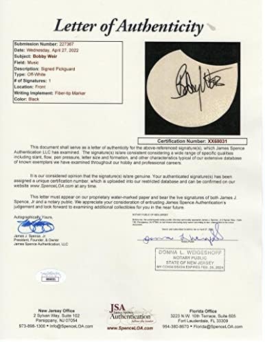Bob Weir assinou autógrafo em tamanho grande Gibson Epiphone Guitar Guitar w/ James Spence Autenticação JSA Coa