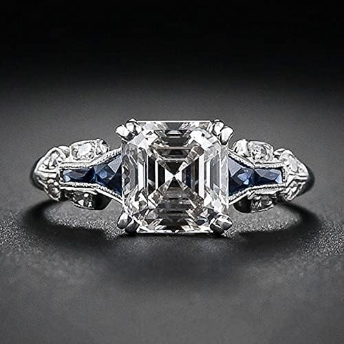 DBYLXMN Moda requintada requintada anel de diamante quadrado de trapezoides para mulheres Anéis