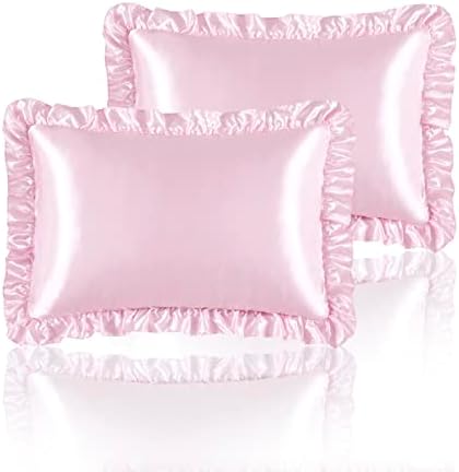 Hommxjf Silky Satin Broachilled Casows para cabelos e pele, travesseiros de seda rosa Conjunto padrão de