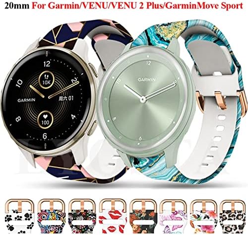 Fehauk 20mm Banda oficial de silicone para Garmin Move Sport Strap Watch Band para Garmin Venu 2 Plus Sq Pulseira