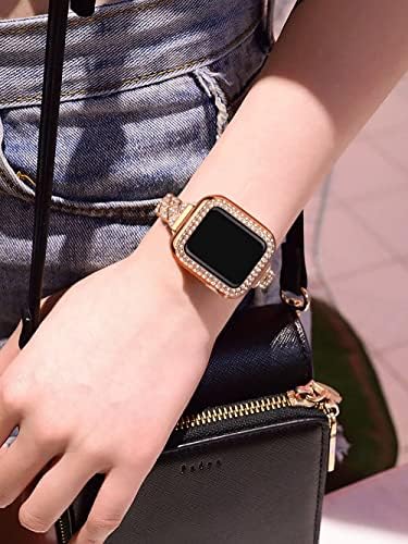 Secbolt Bling Band Band Compatível com Apple Watch Band 38mm 40mm 41mm 42mm 44mm 45mm Para mulheres, pulseira