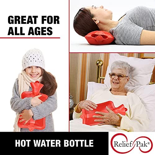 Alívio Pak clássico de borracha vermelha garrafa de água quente, compressa quente, cólicas, artrite, dor nas