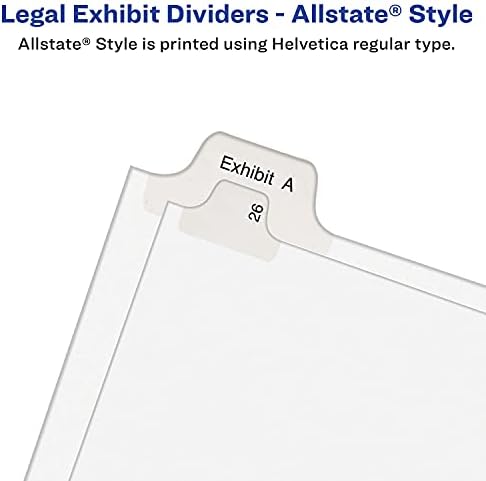 Avery 01705 Divisor de estilo Allstate, abas laterais 101-125, tamanho da letra, branco, 25/st