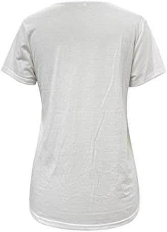 Summer feminino manga curta v pescoço de pescoço de camisetas estampadas com tenções de camisetas