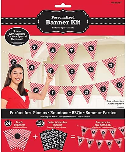 AMScan Picnic Party Personalizado Kit de Banner de Pennant, 1 pacote