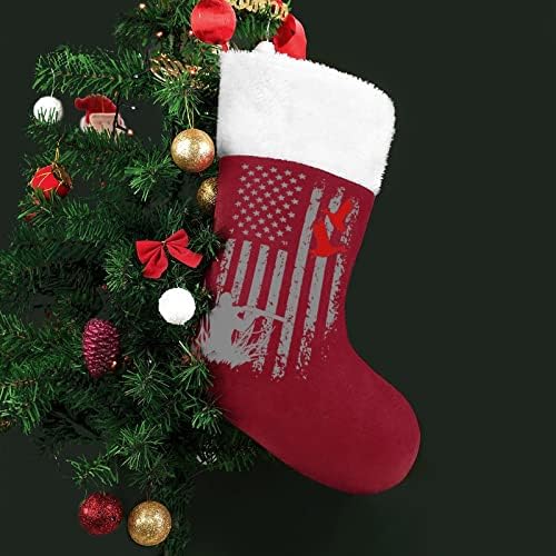 Caça a pato bandeira americana meias de férias vermelhas de Natal decorações de casa para lareira da árvore