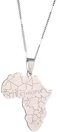 Colar de mapa ADMAIROIM - Colar de pingente de mapa da África, colares étnicos de mapa do país com o nome