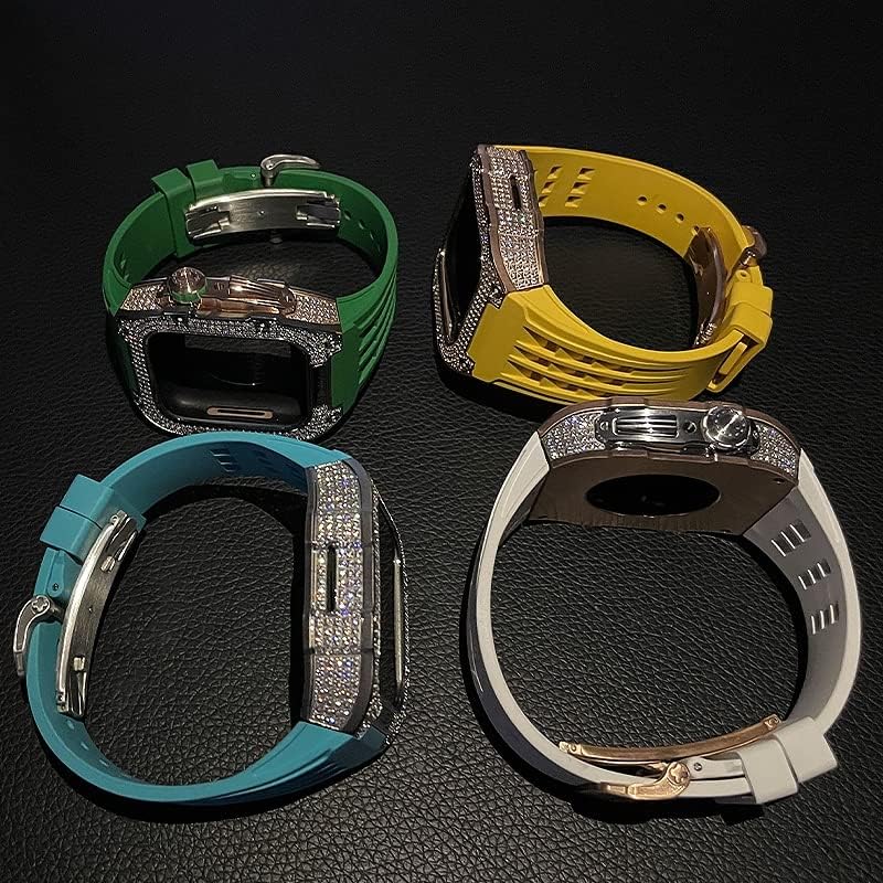 Houcy Mod Kit para Apple Watch Series 8 7 45mm Caixa de liga de titânio e elástico para IWATCH