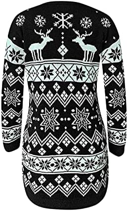 Ruziyoog Womens Feia blusas de Natal Slim Fit Fit Sleeve Sweater Dress Dress Holiday Casual Knit