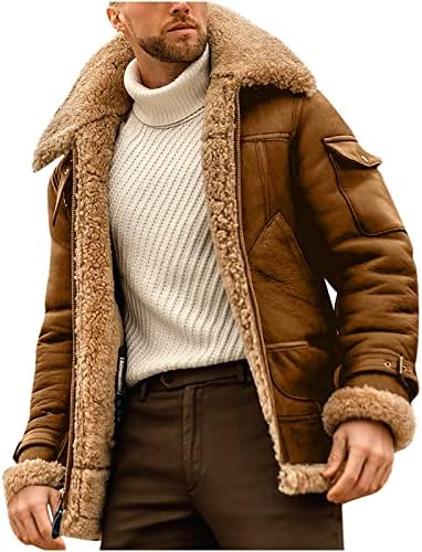 Jaquetas de couro TGAJBL para homens, jaqueta militar masculina lã quente ladeado de inverno casaco de vento quebra