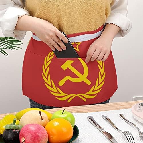 União Soviética CCCP URSS emblema vermelho 11,8 polegadas Cintura Avental Servidor de garçonete Meio aventais