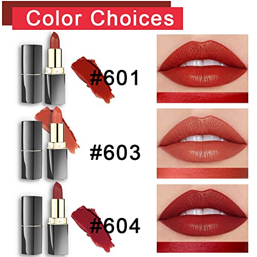EVPCT 3PCS Light Light Light Bright Blacktick Pack Conjuntos para mulheres, Rubi Red Silky Velvet Lipstick