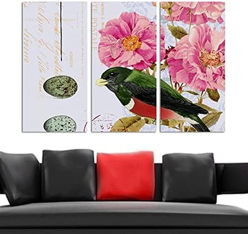 Arte de parede para sala de estar, pintura a óleo na tela grande pássaro emoldurado e dragonfly paisagem obra de arte para decoração de quarto de casa 24 x48