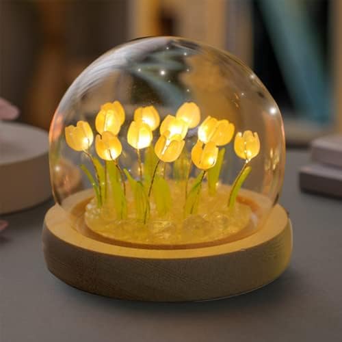 Uhxkyew Diy Tulip Night Light, Made Made Led Simulation Flower Bedroom Sleepled Table Lamp Ornamentos, Crianças