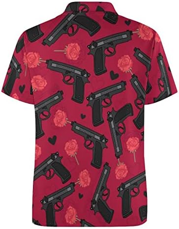 Camisa de golfe clássica de pistola preta e rosas de roses
