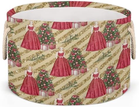 Árvore de Natal com beleza 03 grandes cestas redondas para cestas de lavanderia de armazenamento com alças cestas