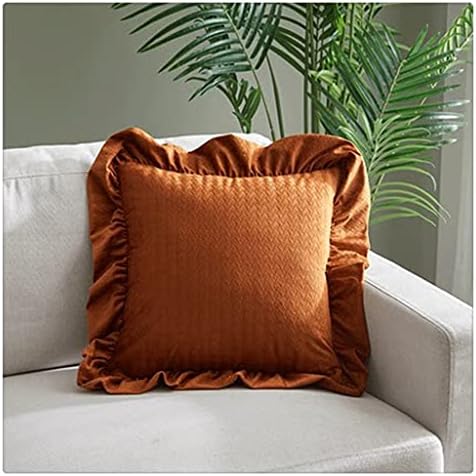 Liuzh Retro Solid Color Sala Sofá Cushion Camurça Suede Velvet Veludo Profe de Abraço Pillow Square Pillow Ruffle