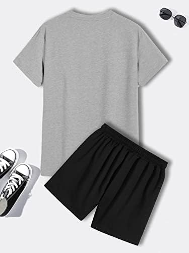 Cozyease masculina roupas de 2 peças letra impressão gráfica de manga curta de manga curta camiseta e shorts