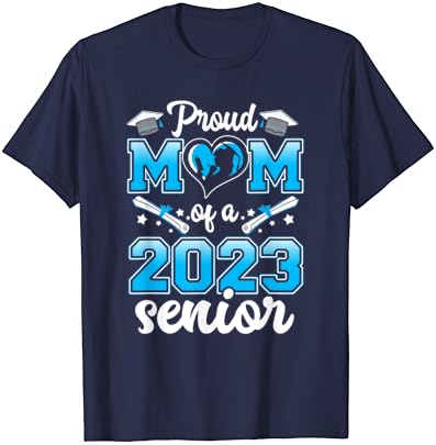 Mãe orgulhosa de uma classe 2023 23 T-shirt de presente de formatura sênior