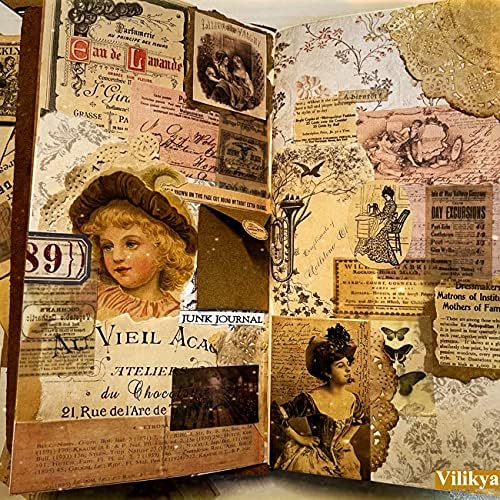 Vilikya Supplies Vintage Junk Journ, papel de decoupage tingido de café para enfeites de scrapbook,