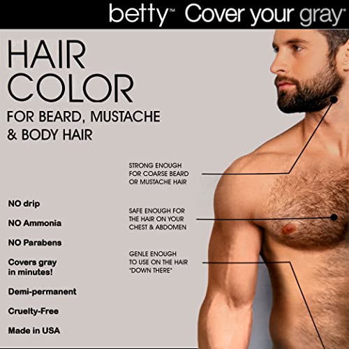 Betty Cubra sua cor cinza para homens para barba, bigode e cabelo - preto