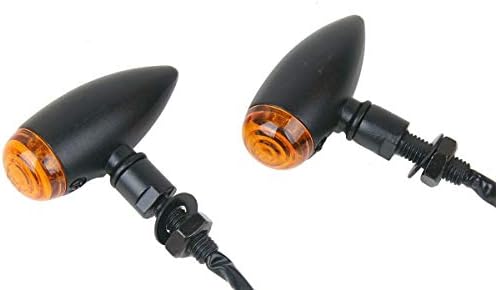 Motortogo Black Bullet Motorcycle LED Signal Signal Indicadores piscais com lente âmbar compatível