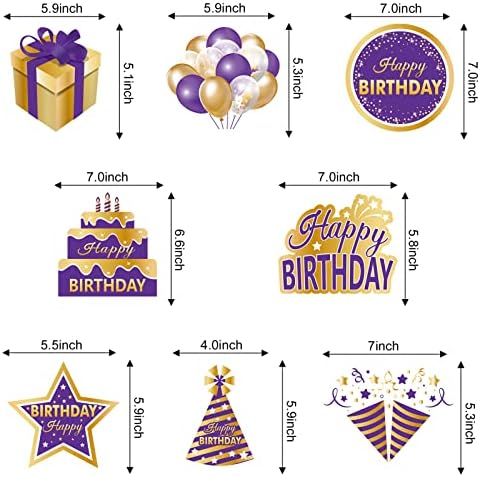 Purple Gold Birthday pendurado Decorações de redemoinhos para mulheres meninas, Purple Feliz