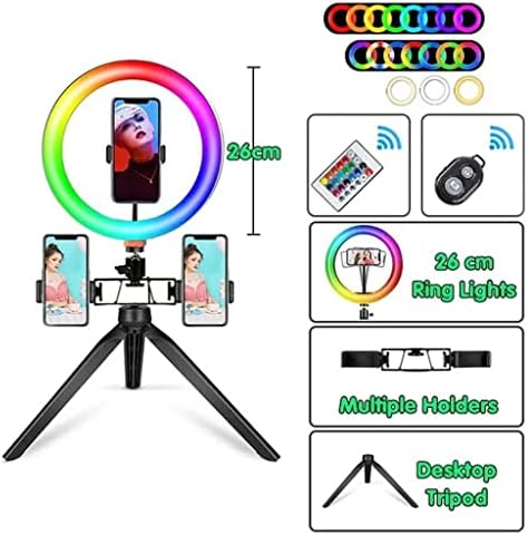 Rtbbyu 10 polegadas RGB Ring Light com LED remoto anel fotográfico Light Light Selfie Tripé com Stand