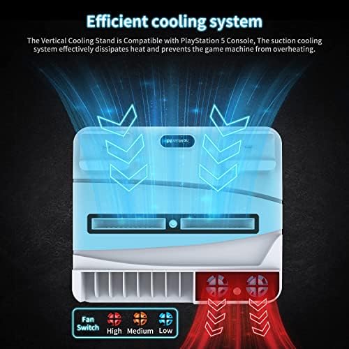 PS5 Stand com ventilador de refrigeração, 2 ventiladores de resfriamento, estação de carregador de controladores