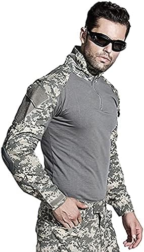 Lilychan Mens Tactical Militares Militar de manga comprida Rip-stop camisa de combate e calça calças