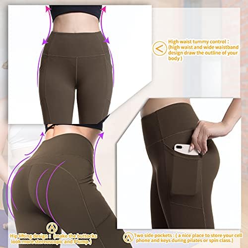 Silktem High Caist Tummy Control Workout Leggings para mulheres calças de ioga com bolsos