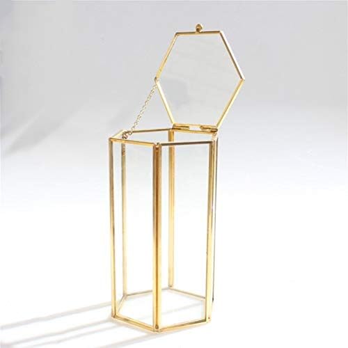 Anncus puro cobre ouro europeu europeu de seis lados marco geométrico de vidro de vidro flor insera
